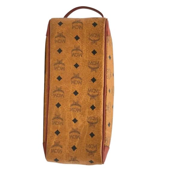 MCM Vintage Visetos Monogram Canvas Toiletry Barrel Bag Nappa Leather Trim - Picture 6 of 16